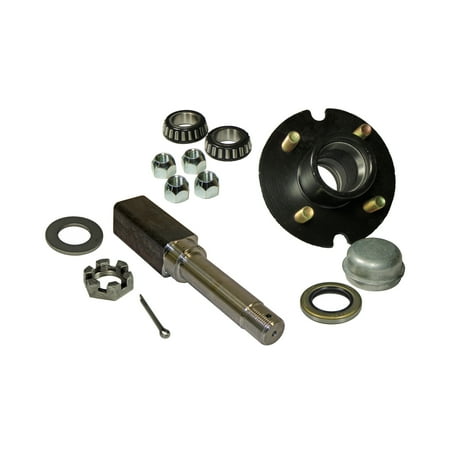 Marine Shaft Bearings Single - 4-Bolt on 4 Inch Hub Assembly - Includes (1) Square Shaft 1 Inch Straight Spindle & Bearings ()
