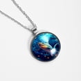thumbnail image 4 of Starry Shark Elegant Glass Circular Pendant Necklace - Stylish Necklaces for Women, 4 of 5