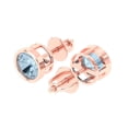 thumbnail image 2 of 2 ct Screw-Back Stud Earrings for Women | 6.5mm Round Cut Simulated Blue Diamond | 14K Rose Gold, 2 of 5