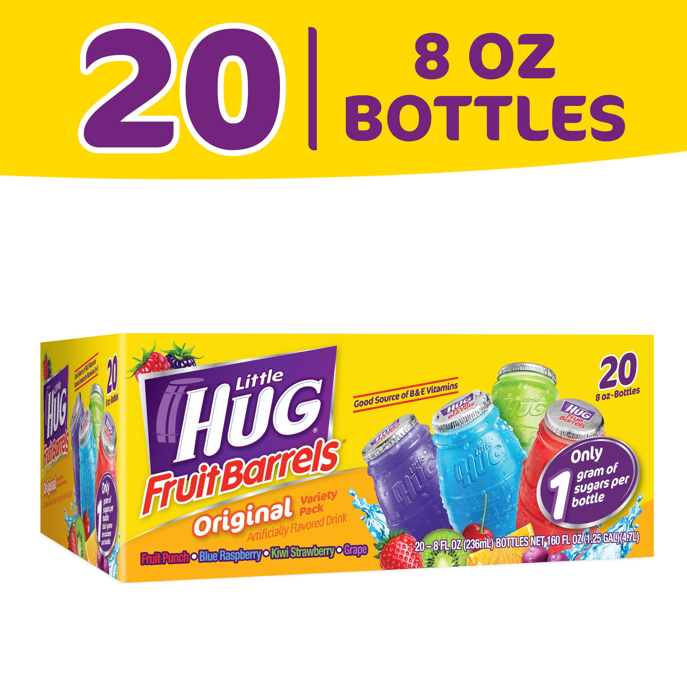 Little HUG Fruit Barrels, Original, Kids Drinks Variety Pack, 20 Count, 8 FL OZ Bottles