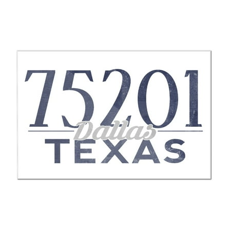 Dallas, Texas - 75201 Zip Code (Blue) - Lantern Press Artwork (12x8 Acrylic Wall Art Gallery
