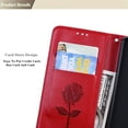 thumbnail image 2 of Galaxy S22 Wallet Case, 3D Emboss Rose Flower PU Leather Case Card Slots Flip Folio Kickstand Soft TPU Protective Women Cover for Samsung Galaxy S22 5G 6.1 inch 2022,Red, 2 of 7