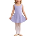 thumbnail image 2 of qelini Girl Ballet Leotard Dress 3-15Years Mid-Length Dresses Square Neck Sleeveless A-line Dress Solid Color Dress, 2 of 7