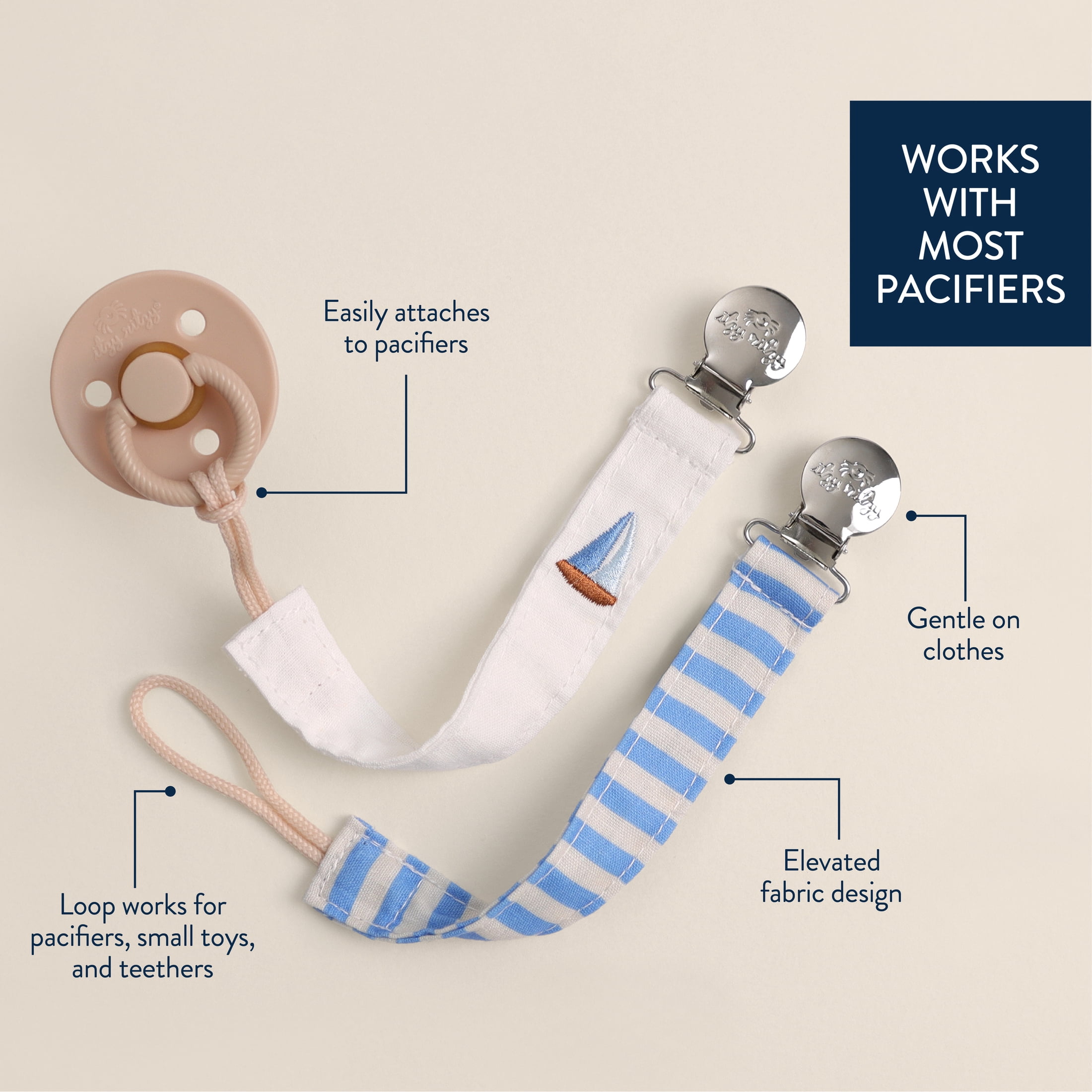 Itzy Clip™ Fabric pacifier strap