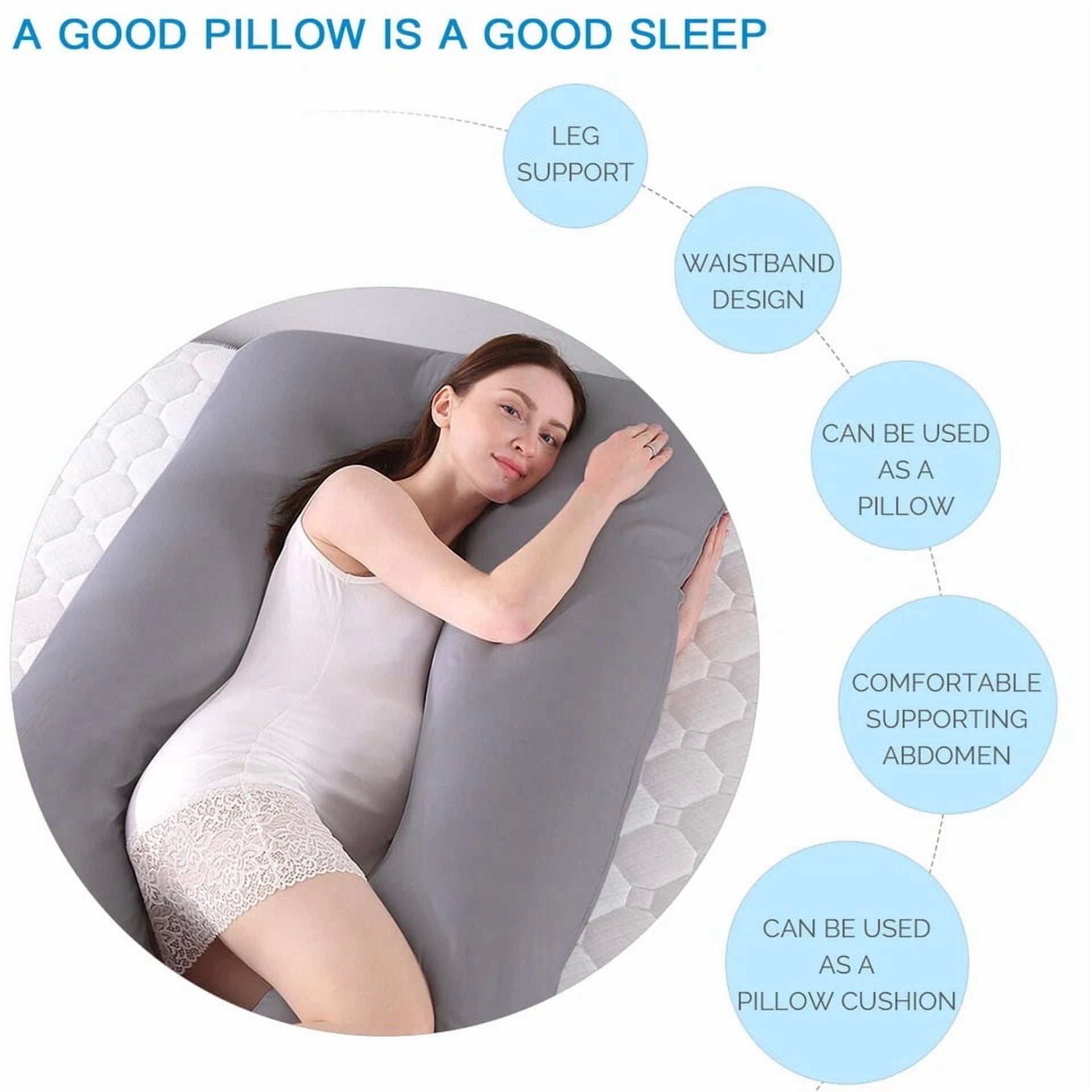 Eurhowing Large Body Pillow, Full Body Pillow for Side Sleeper, Long Bed Pillow with Detachable Cover for Adults, Hypoallergenic Cooling Fabric (47in, Gray)