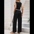 thumbnail image 4 of Conjunto de Dos Piezas de Verano para Mujer, Sin Mangas, con Tirantes Finos, Espalda Abotonada y Pantalones Anchos de . Negro XL, 4 of 10