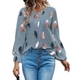 thumbnail image 4 of FASHIONWT Women Business Boho Long Sleeve V-Neck Blouse Hawaiian Graphic Lantern Shirts, 4 of 4