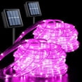 thumbnail image 1 of Luces solares en forma de cuerda QITONG de 2 x 10 m, 100 LED, color rosa, impermeables, 1 of 7