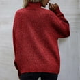 thumbnail image 4 of Herrnalise Womens 2024 Turtleneck Sweaters Cable Knit Long Sleeve Pullover Sweater Jumper Red,M, 4 of 7