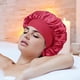 thumbnail image 3 of 2 gorros de dormir de satén sin ala, gorro de dormir de seda sin ala, gorro de dormir de satén para mujeres y niñas con protección para el cabello largo (negro, rojo) ER, 3 of 5