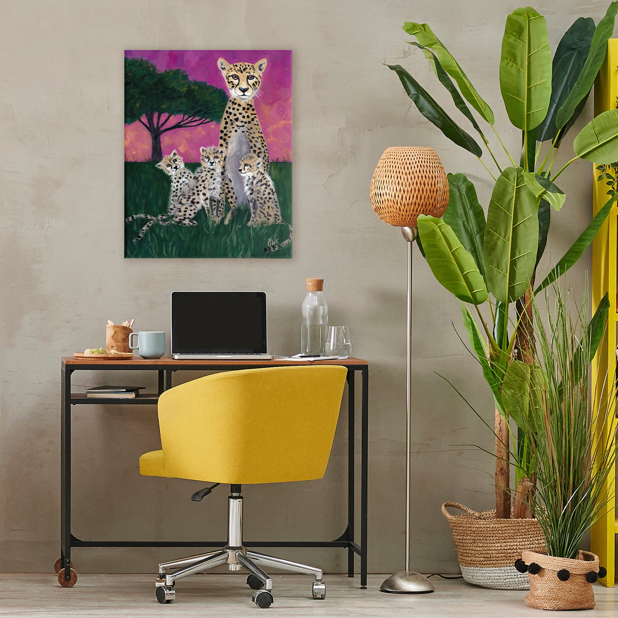 Stupell Industries Mama Cheetah & Her Cubs Canvas Wall Art, design by Sarah Waldron Kimball