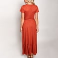 thumbnail image 2 of Women's S/M Rust Maxi Ruffle Wrap Dress with Flutter Sleeve by Howard's, 2 of 4