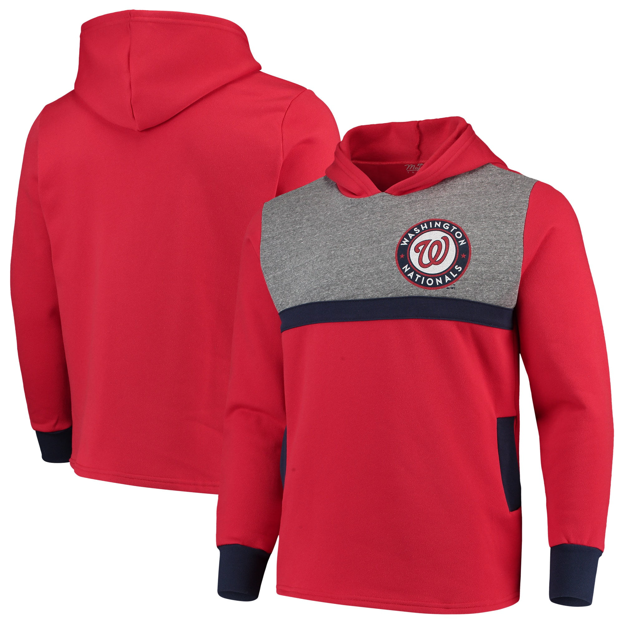Washington Nationals Majestic Threads Colorblocked Pullover Hoodie ...