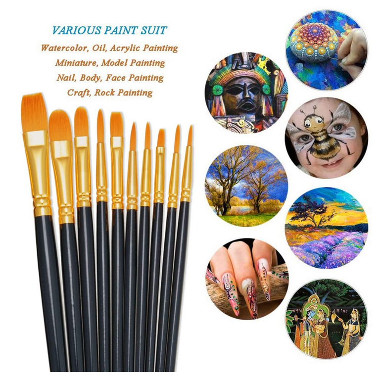 BOSOBO Paint Brushes Set, 2 Pack 20 Pcs Round Pointed Tip Paintbrushes  Nylon Hair Artist Acrylic Paint Brushes for Acrylic Oil Watercolor, Face  Nail Art, Miniature Detailing & Rock Painting, White - Yahoo Shopping