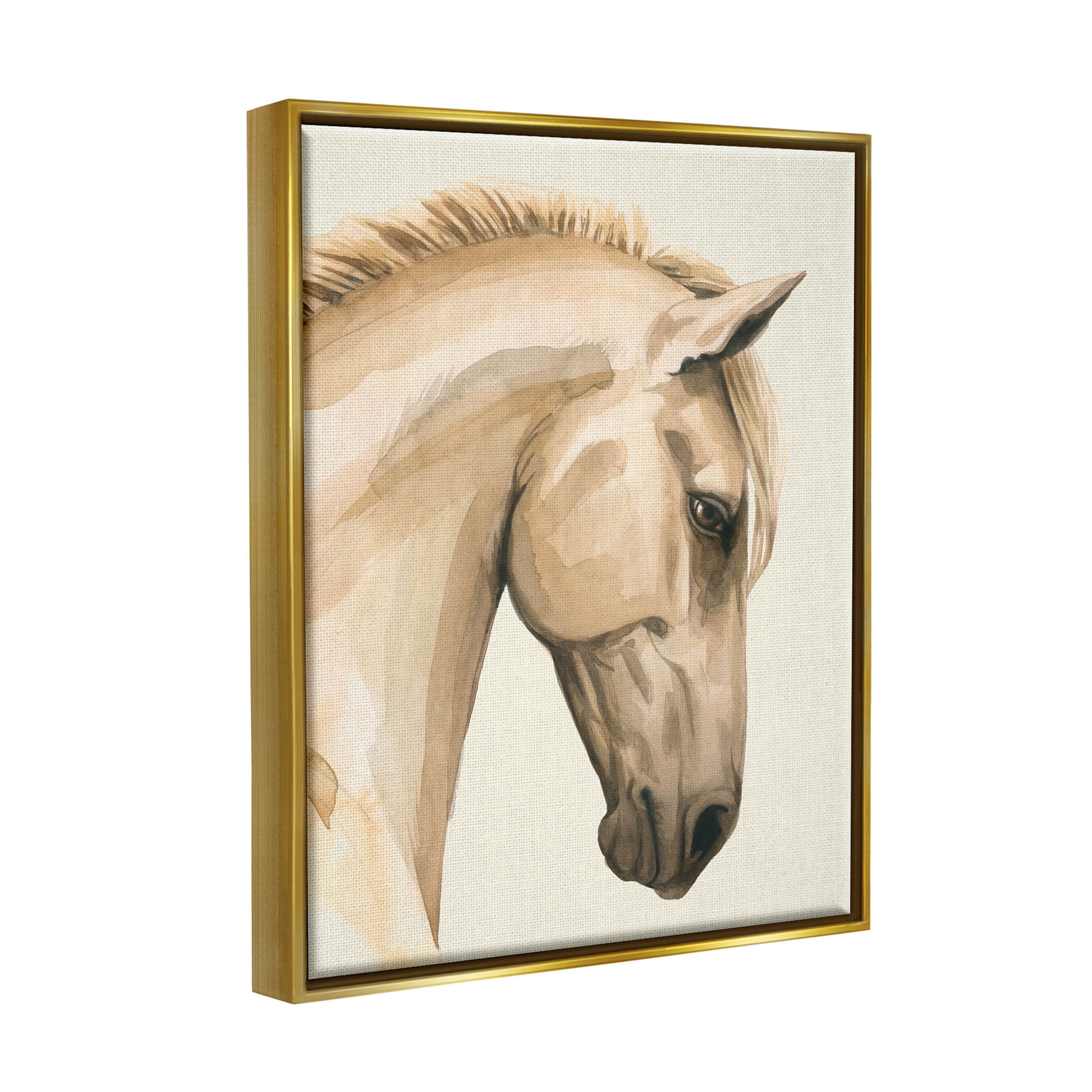 Stupell Industries Horse Portrait Farm Animal Graphic Art Metallic Gold Floating Framed Canvas Print Wall Art, Design by Grace Popp