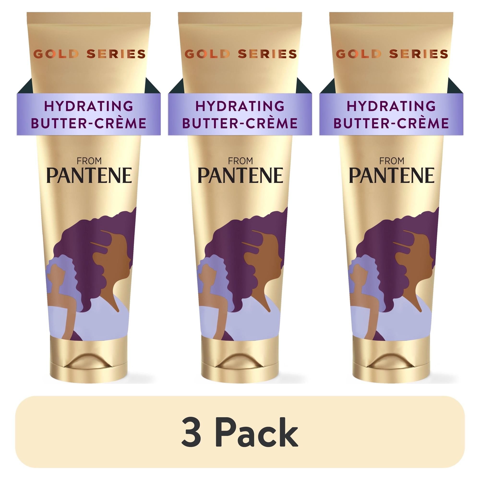 (3 pack) Pantene Gold Series Hydrating Butter Cream, 72 Hour Moisture, Sulfate & Dye Free, 6.8 oz