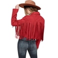 thumbnail image 1 of Chaqueta PRETTYGARDEN Roja Pequeña de Imitación de Gamuza con Flecos, 1 of 9
