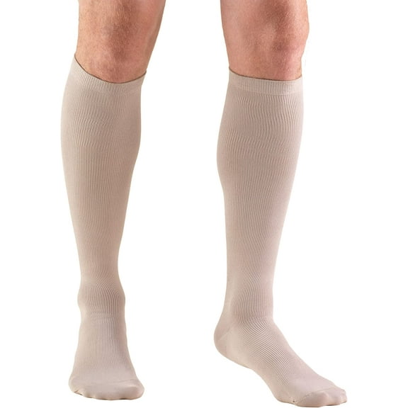 Truform Firm Compression Calf Length Dress Sock, Tan, Large, 30-40 mmhg