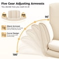 thumbnail image 5 of COOLHUT Criss Cross Office Chair, PU Leather Vanity Chair with Armrests and Wheels, Comfy Adjustable Swivel Ergonomic Cross Legged Chair for Home Office Bedroom Makeup, Beige, 5 of 14