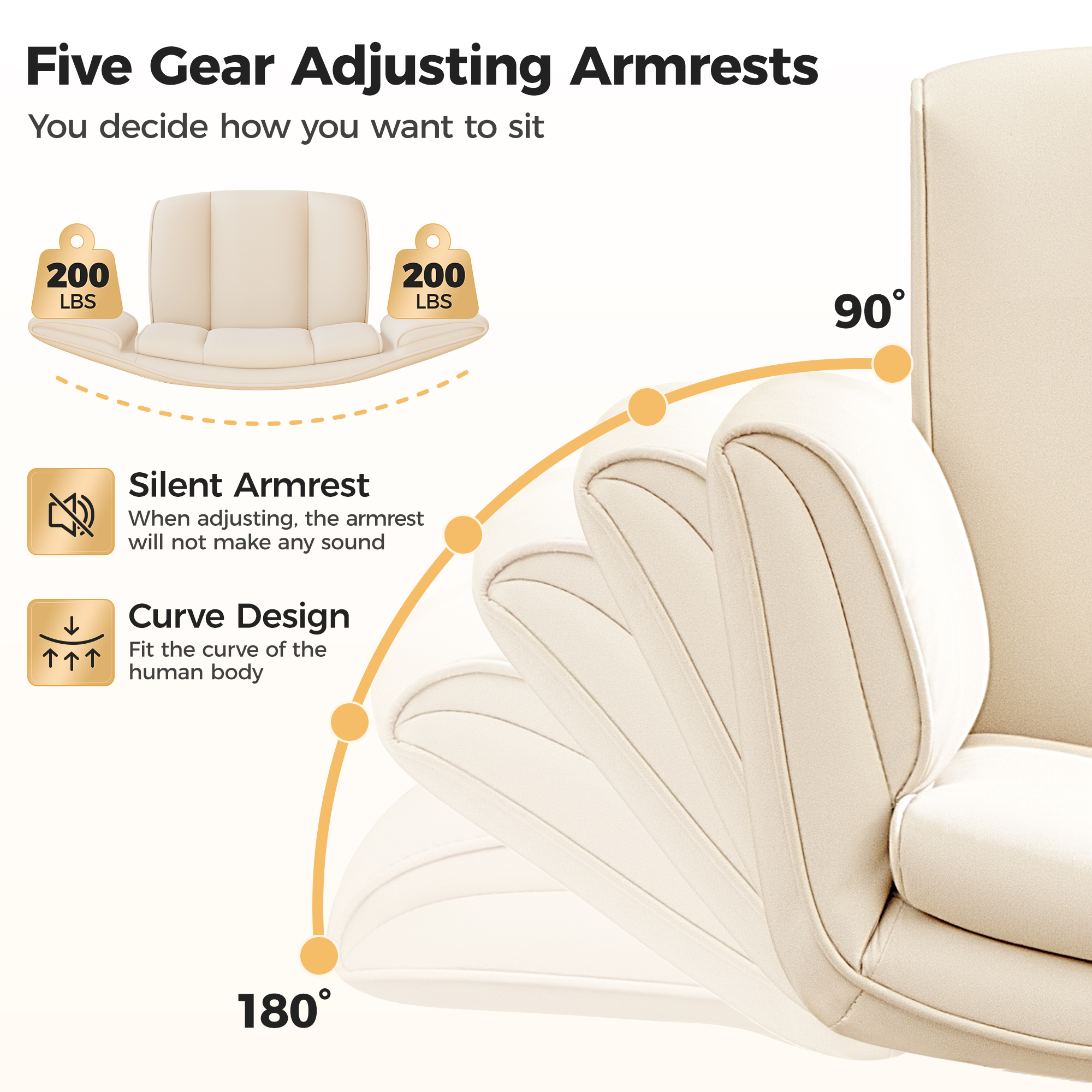 Coolhut Criss Cross Office Chair with Armrests, Beige photo 4