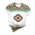 thumbnail image 4 of Blczomt Aztec T-Shirt for Women Summer Western Green Shirt Crew Neck Trendy Short Sleeve Ladies Blouse, 4 of 5