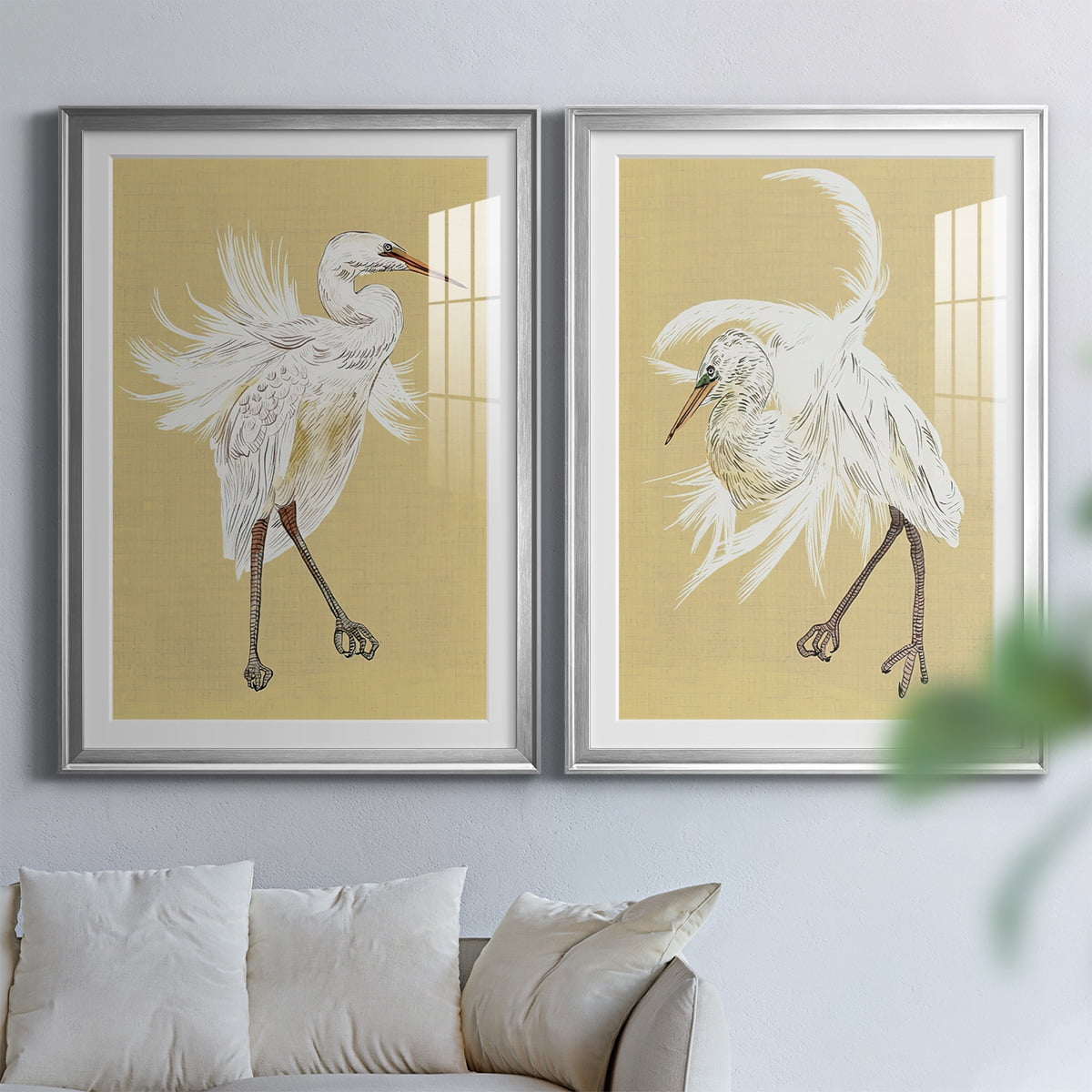 Wexford Home Heron Plumage V Premium Framed Print, 30.5" x 42.5" - Ready to Hang, Silver (Set of 2)