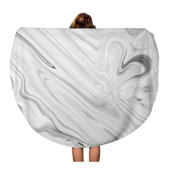 POGLIP 60 inch Round Beach Towel Blanket Granite Marble Layers Gray Stone Slab Grain Rock Industry Travel Circle Circular Towels Mat Tapestry Beach Throw
