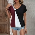 thumbnail image 4 of Uaswgudfs Womens Summer Blouses Loose Fit Basic V Neck Color Block Short Sleeve Tops - Casual Office Wear Tunic Shirts, 4 of 5