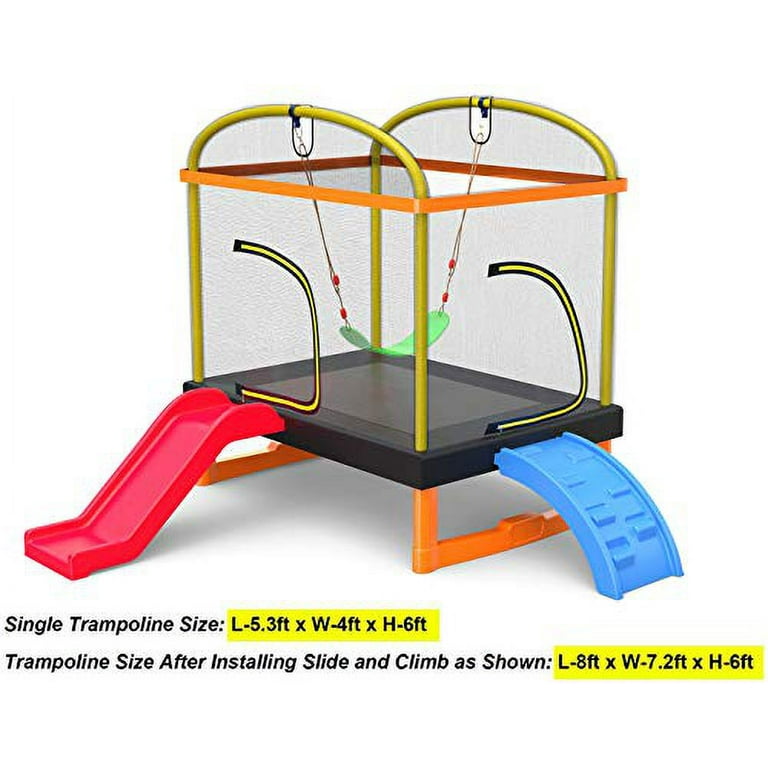 LANGXUN 6.5 Ft 4-in-1 Rectangle Trampoline for Kids, with Climb