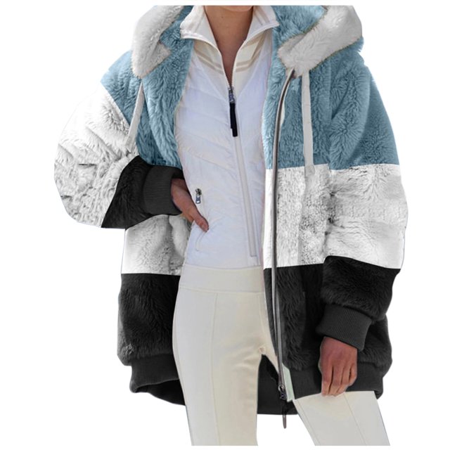 B91xZ Womens Zip Up Hoodies Oversized Sweatshirts Oversized Open Front Hooded Draped Pockets Jacket,White L