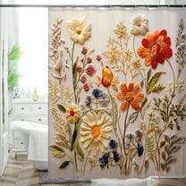 Floral Shower Curtain Set with Hooks for Bathroom Decor，72x72 inch