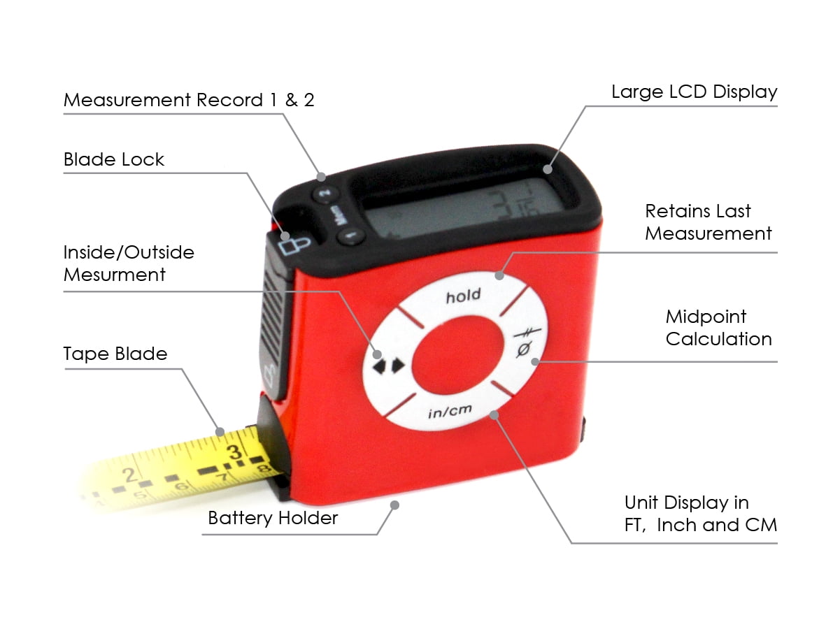 Digital tape measure LCD Display auto calculation