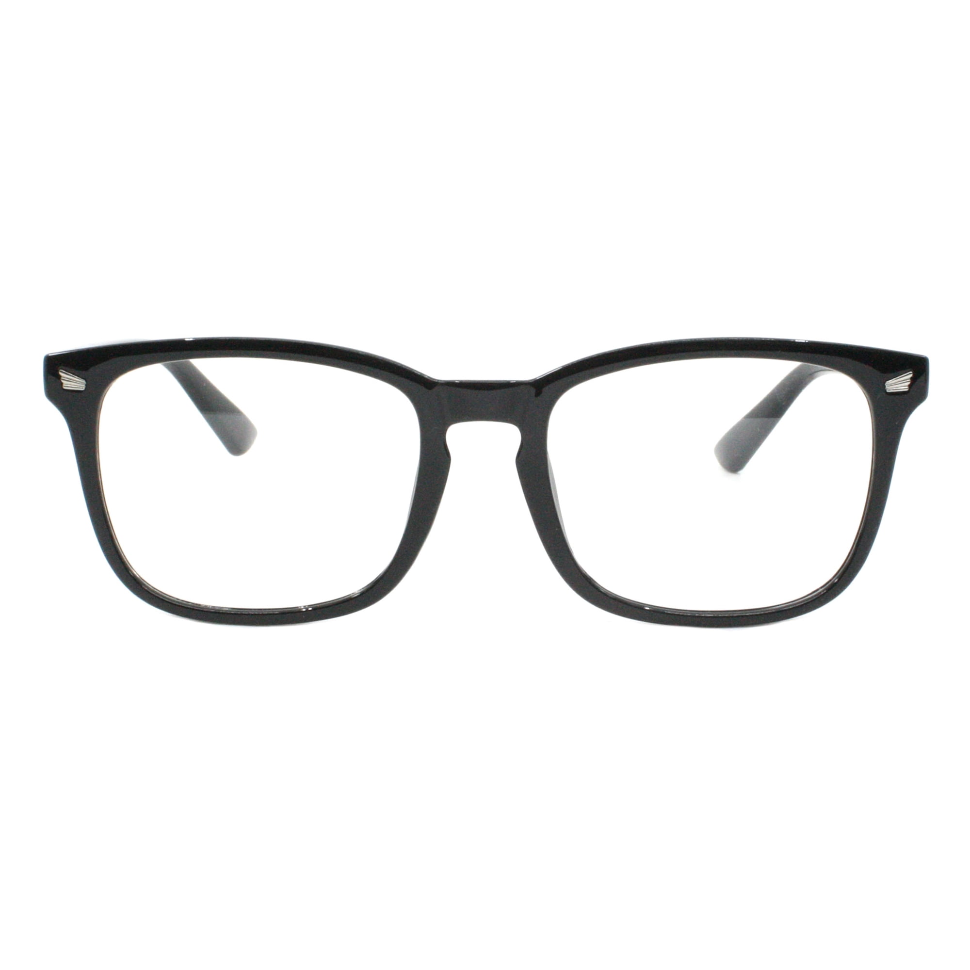 Womens Clear Lens Fashion Glasses Rectangular Keyhole Frame UV 400 Black