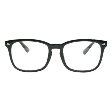 Womens Clear Lens Fashion Glasses Rectangular Keyhole Frame UV 400 Black