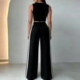 thumbnail image 5 of Women's Color Casual Fashion Sleeveless Vest And Pants Two-piece Set Black L Black L, 5 of 7