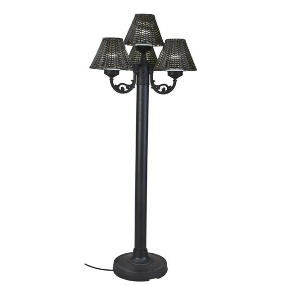 Versailles Floor Lamp 17450 with Black Body and Walnut Wicker Shades