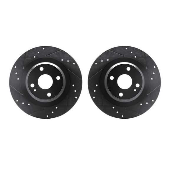 Dynamic Friction Company Rear Brake Rotors-Drilled and Slotted-Black 8002-80052