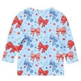 thumbnail image 5 of MKOSPLRT USA Flag Tee Shirt for Kid 3-12 Years 3/4 Sleeve Crew Neck 4th of July Shirts Cute Bow Stars Striped Graphic Tees for Girl Boy, 5 of 5