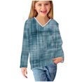 thumbnail image 6 of bbymog Long Sleeve Girls Shirts Fashion Printed Casual V Neck Pullover Tops Girls Tshirts Light Blue C 5 Years, 6 of 8