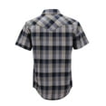 thumbnail image 2 of Men’s Western Short Sleeve Button Down Casual Plaid Pearl Snap Cowboy Shirt (#13 Blue/Light Grey, 4XL), 2 of 3