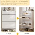 thumbnail image 4 of Masupu Shoe Storage Cabinet, Shoe Cabinet with 2 Flip Drawers Entryway Shoe Storage Freestanding Shoe Organizer Cabinet with Metal Leg, Narrow Shoe Rack Cabinet, Diamond White, 4 of 9