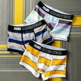 thumbnail image 6 of rygai Men Boxers U Convex Breathable Striped Underwear Contrast Color Protective Wide Band Elastic Waist Men Underpants Men Clothes,Rose Red,L, 6 of 7