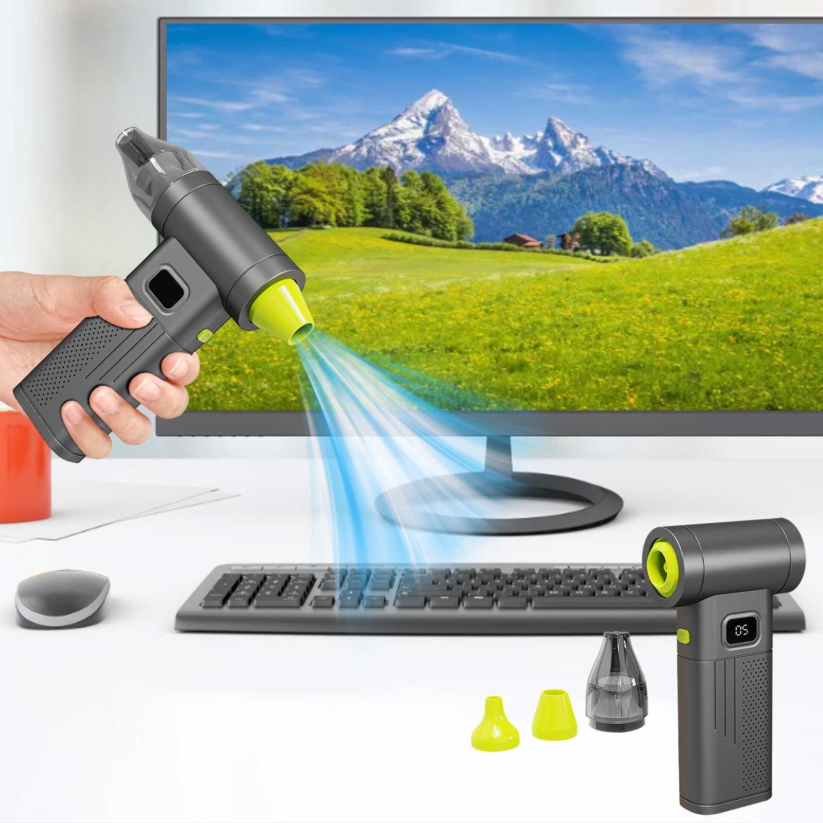 Handheld Turbine Fan, High Speed Brushless Air Blower with Adjustable Wind and Long Battery Life, Portable Cleaning Duster for Camping Car Snow Removal