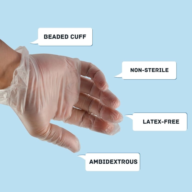 FifthPulse Clear Vinyl Disposable Gloves Small 50 Pack - Latex Free