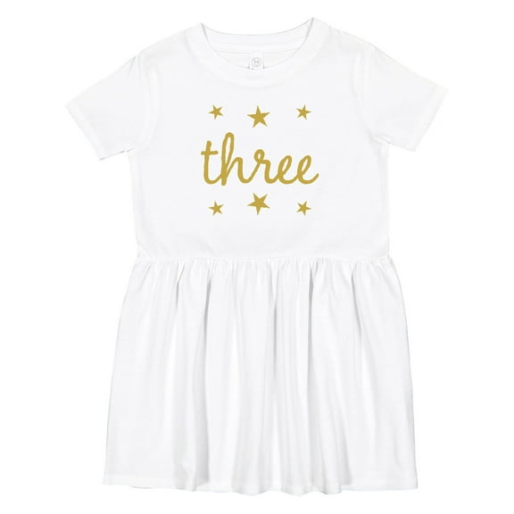 Inktastic 3rd Birthday Gold 3 Year Old Girls Toddler Dress