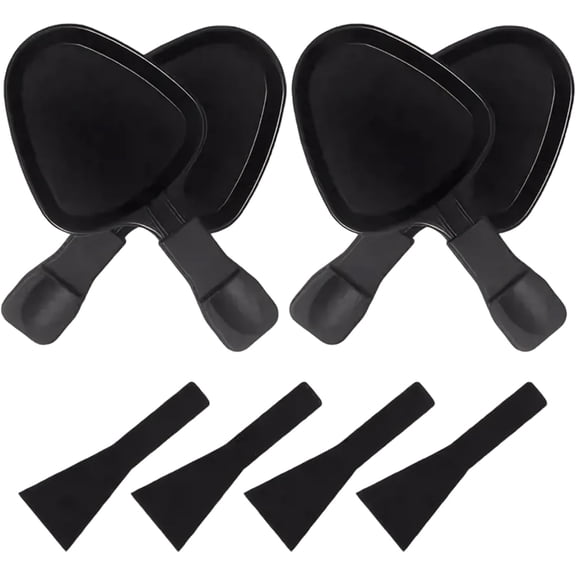 Raclette Pans Set of 4 - Non-Stick Triangular Cheese Melting Pans with Nylon Spatula, Replacement Grill Pans for Raclette Grills, Perfect for Melting Cheese, Desserts, Appetizers & Side Dishes(T)