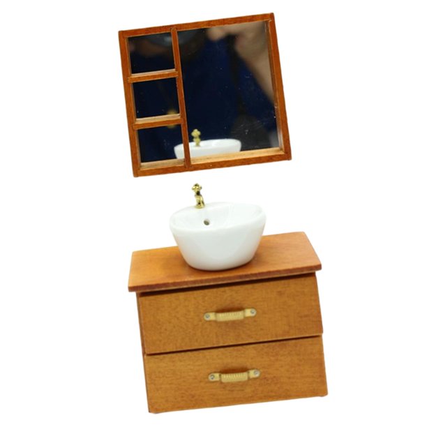 1/12 Escena de baño Modelo Decoración de casa de muñecas Muebles de casa de muñecas Juguetes Vida Marrón