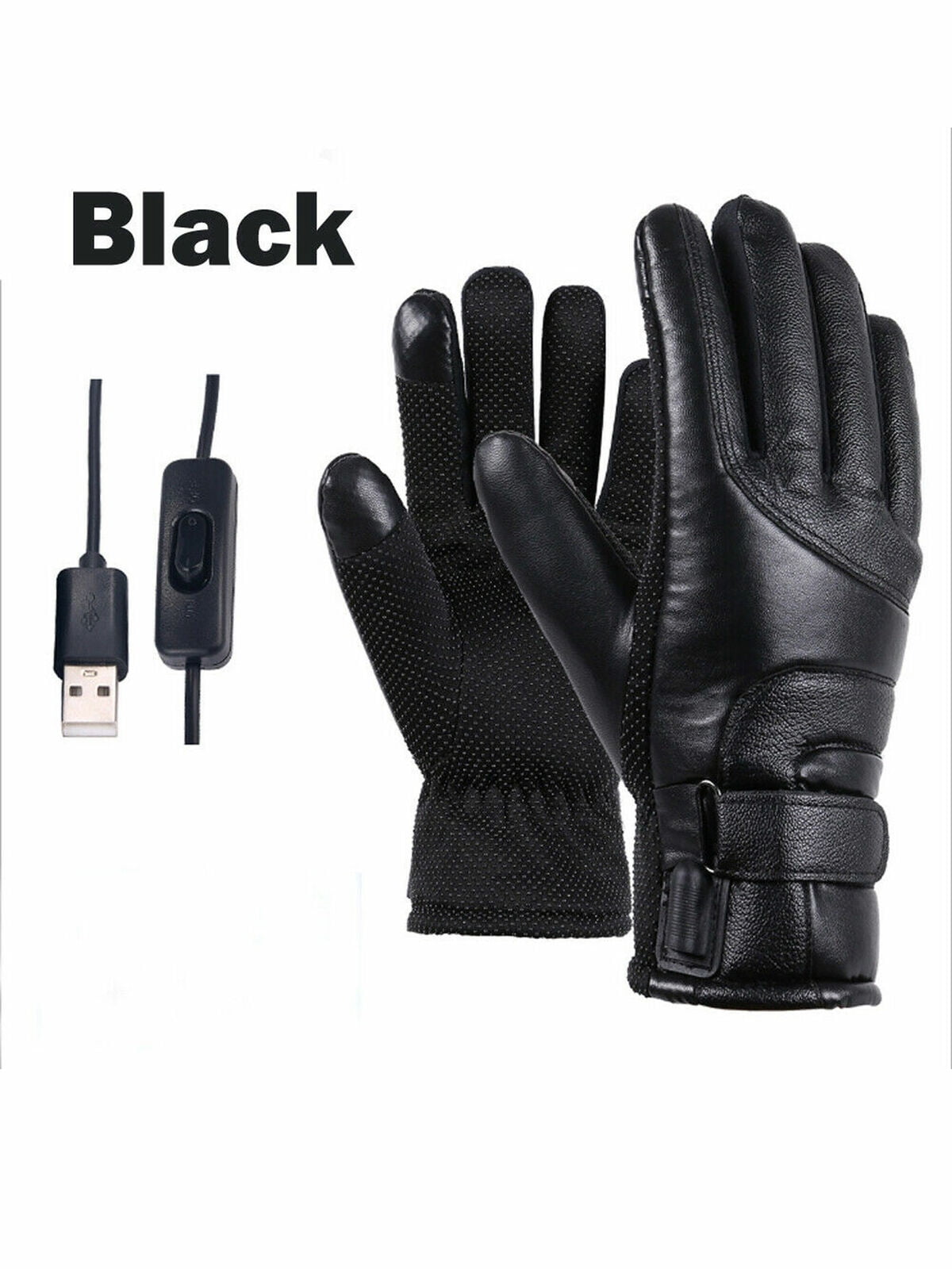 Multitrust Men Leather Electric Heated Gloves Winter Warmer