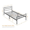 thumbnail image 2 of Twin XL Black Metal Bed Frame with Headboard, Slatted Platform Bed Base for Mattress Support, Sleek Industrial Style for Guest Room Dorm Apartment, 2 of 5
