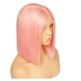 thumbnail image 2 of Colored Bob Wigs Human Hair Peruvian 13x4x1 Lace T Part Short Peach Pink 180% Density Glueless Middle Part Straight Wig for Women 12 Inch, 2 of 4